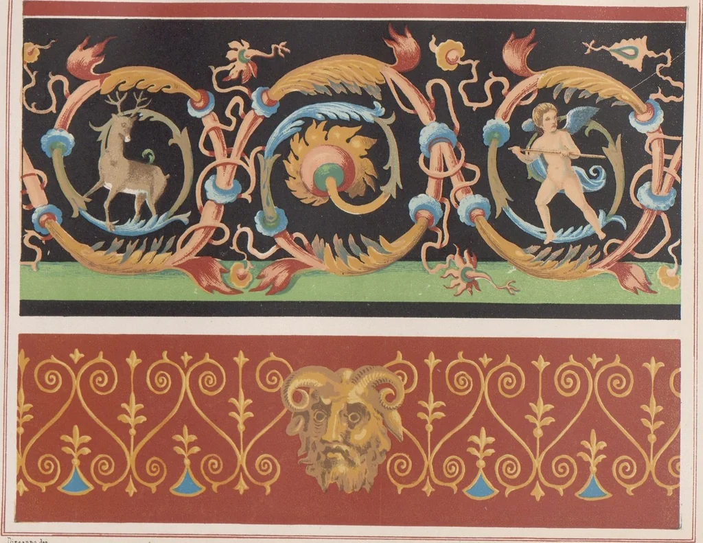 An illustration from The most beautiful walls in Pompeii, reproduced in chromolithography... / with explanatory notes by E. Presuhn, 1877, leaf 26