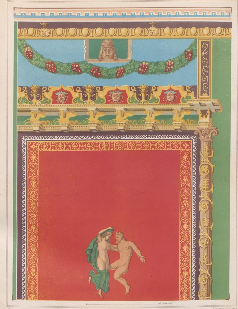 An illustration from The most beautiful walls in Pompeii, reproduced in chromolithography... / with explanatory notes by E. Presuhn, 1877, leaf 40