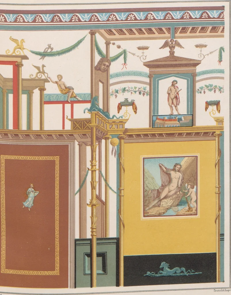 An illustration from The most beautiful walls in Pompeii, reproduced in chromolithography... / with explanatory notes by E. Presuhn, 1877, leaf 42