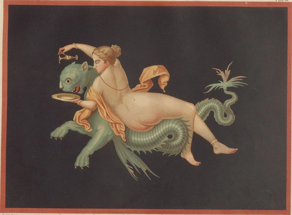 An illustration from The most beautiful walls in Pompeii, reproduced in chromolithography... / with explanatory notes by E. Presuhn, 1877, leaf 54