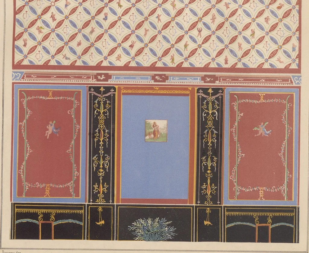 An illustration from The most beautiful walls in Pompeii, reproduced in chromolithography... / with explanatory notes by E. Presuhn, 1877, leaf 77