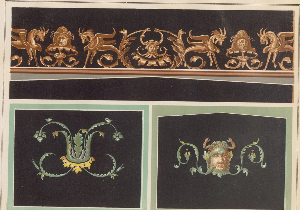 An illustration from The most beautiful walls in Pompeii, reproduced in chromolithography... / with explanatory notes by E. Presuhn, 1877, leaf 83