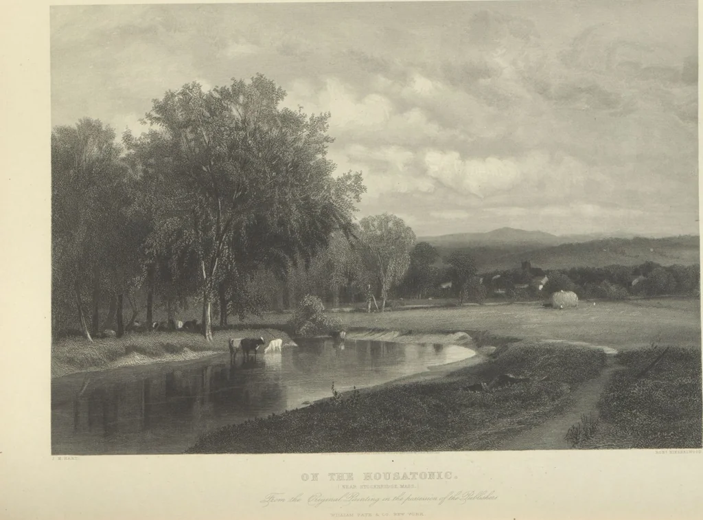 An illustration from Gallery of landscape painters : comprising twenty-four illustrations of American scenery, from paintings by G.L. Brown, W.H. Beard, Casilear, Colman, DeHaas, Gignoux, William Hart, James M. Hart, Hill, Hinshelwood, Hubbard, Inness, Kensett, Momberger, J.D. Smillie, Geo. H. Smillie, Whittredge ; Engraved on steel, by eminent engravers, with letter-press descriptions, 1872, leaf 29
