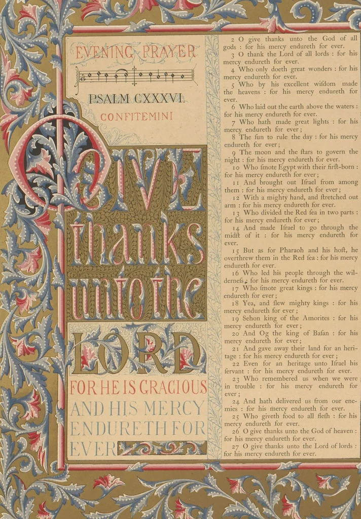 An illustration from The Psalms of David / illuminated by Owen Jones, 1861, leaf 102