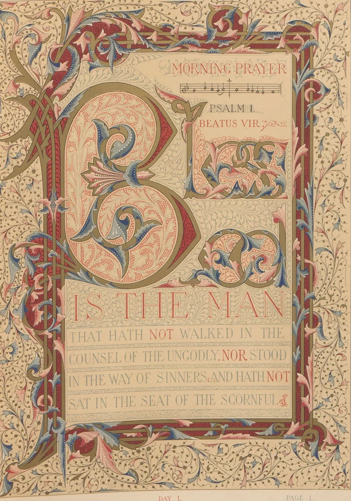 An illustration from The Psalms of David / illuminated by Owen Jones, 1861, leaf 11