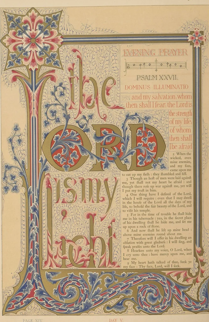 An illustration from The Psalms of David / illuminated by Owen Jones, 1861, leaf 24