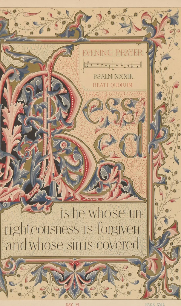 An illustration from The Psalms of David / illuminated by Owen Jones, 1861, leaf 27