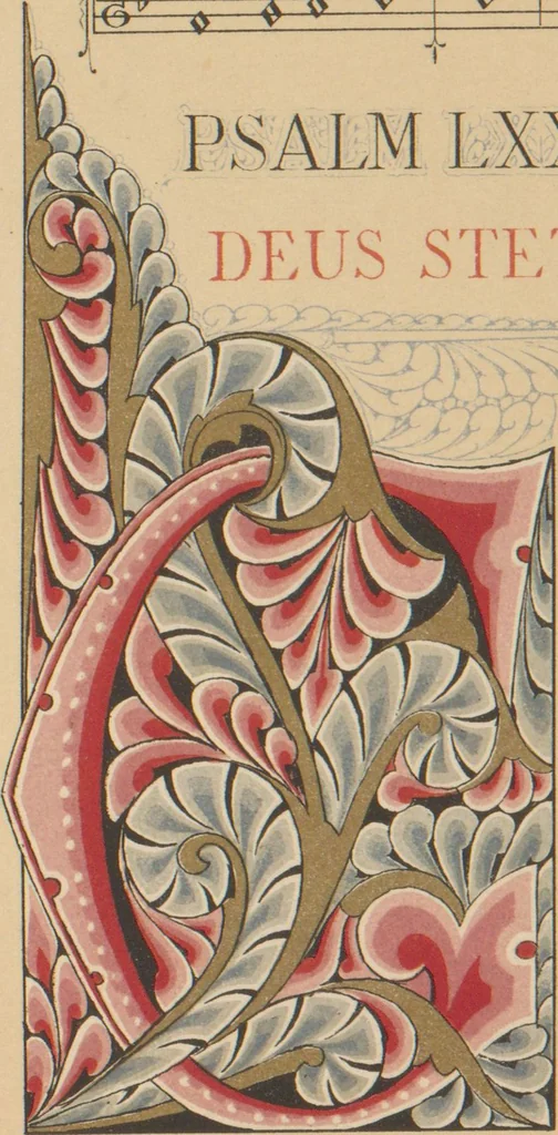 An illustration from The Psalms of David / illuminated by Owen Jones, 1861, leaf 60