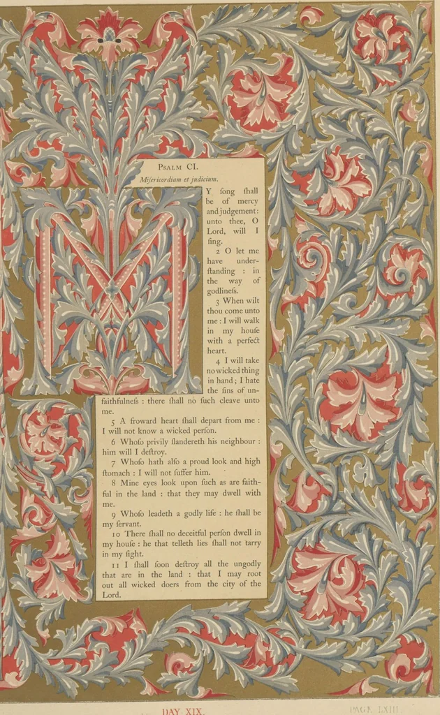 An illustration from The Psalms of David / illuminated by Owen Jones, 1861, leaf 73