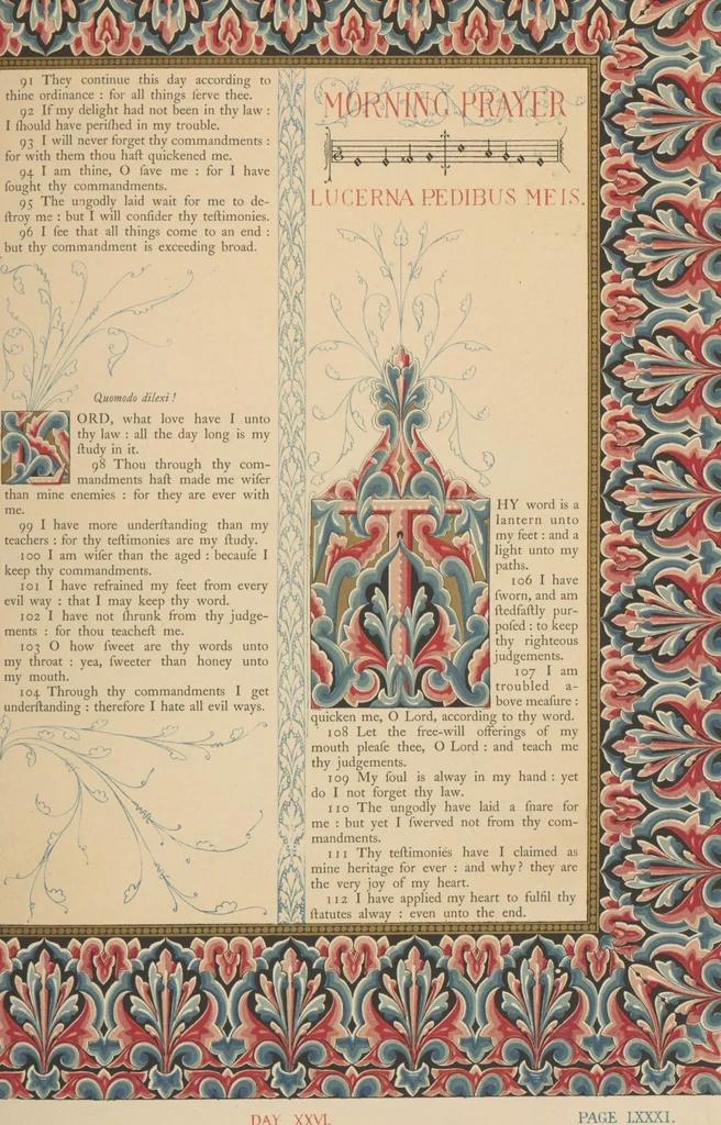 An illustration from The Psalms of David / illuminated by Owen Jones, 1861, leaf 91