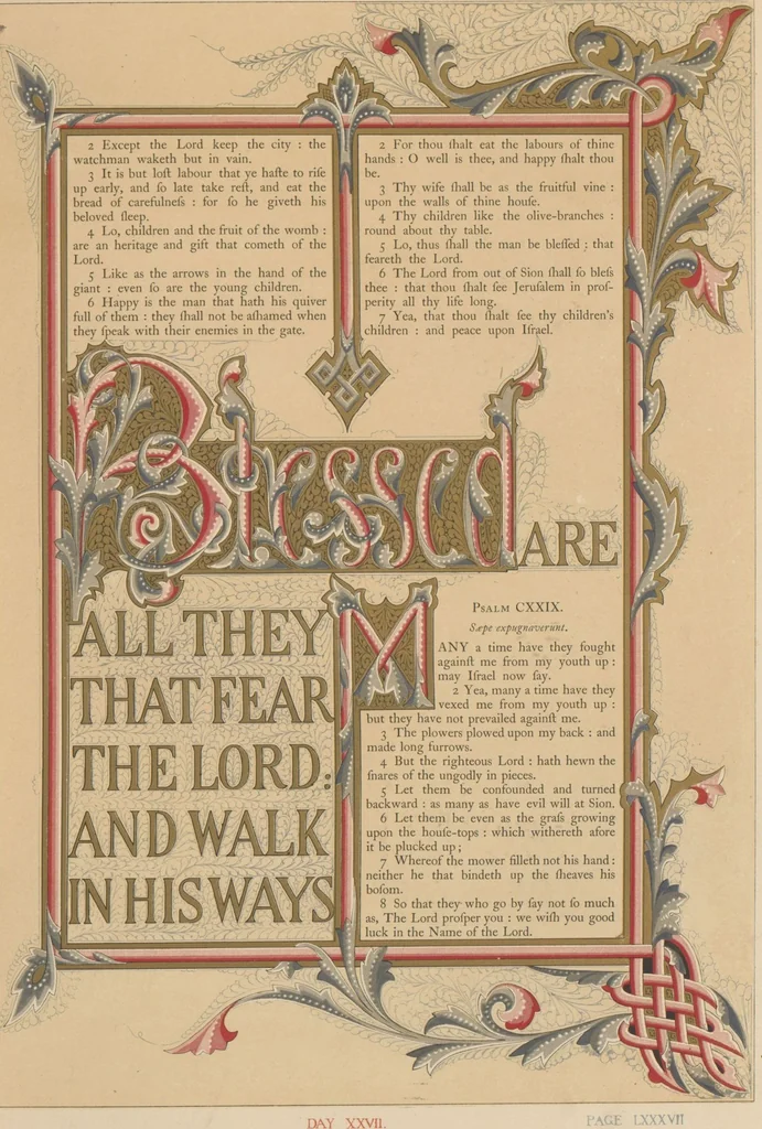 An illustration from The Psalms of David / illuminated by Owen Jones, 1861, leaf 97