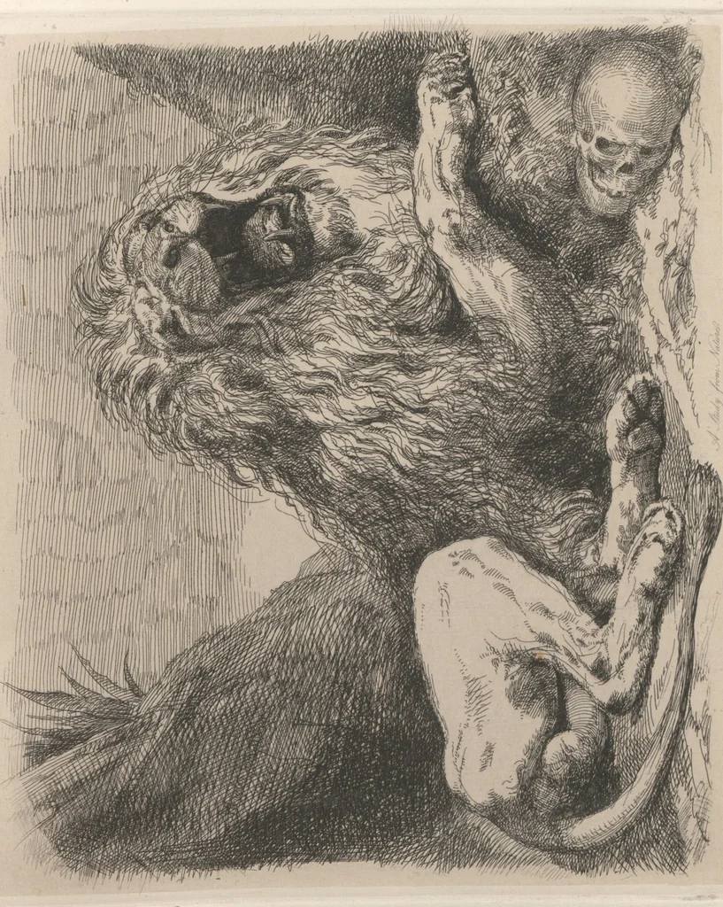 An illustration from Original etchings / by Sir George Hayter, historical and portrait painter to His Majesty the King of Belgium, and member of the Academy of Rome, Florence, Bologna, Parma and Venice : forty-six etchings, 1879, leaf 14