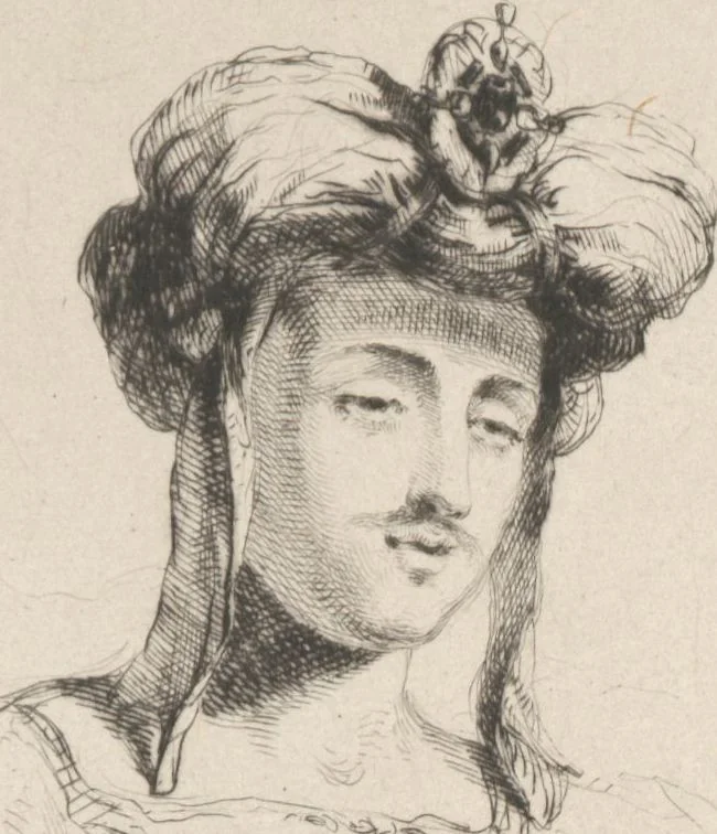 An illustration from Original etchings / by Sir George Hayter, historical and portrait painter to His Majesty the King of Belgium, and member of the Academy of Rome, Florence, Bologna, Parma and Venice : forty-six etchings, 1879, leaf 27