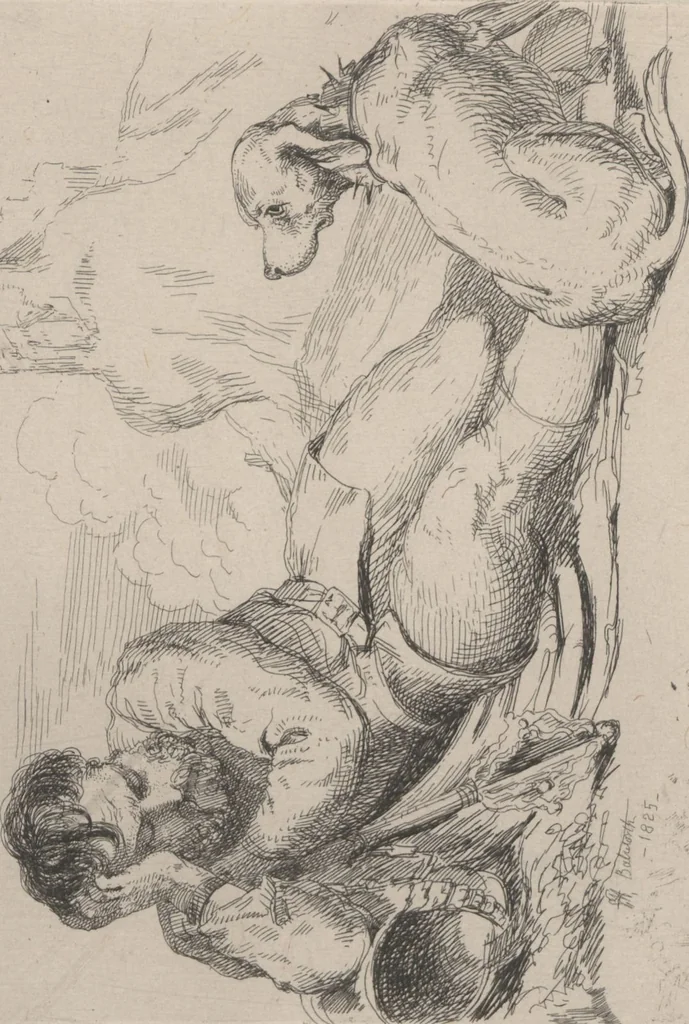 An illustration from Original etchings / by Sir George Hayter, historical and portrait painter to His Majesty the King of Belgium, and member of the Academy of Rome, Florence, Bologna, Parma and Venice : forty-six etchings, 1879, leaf 28