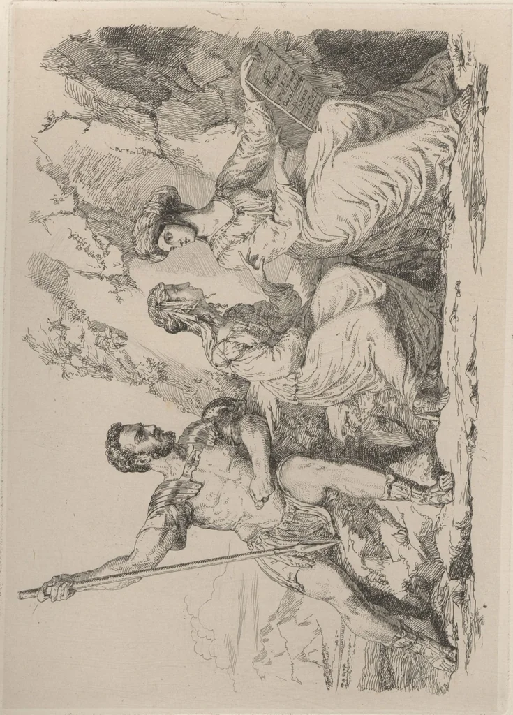 An illustration from Original etchings / by Sir George Hayter, historical and portrait painter to His Majesty the King of Belgium, and member of the Academy of Rome, Florence, Bologna, Parma and Venice : forty-six etchings, 1879, leaf 30