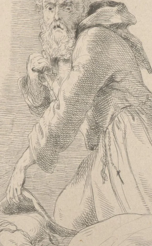 An illustration from Original etchings / by Sir George Hayter, historical and portrait painter to His Majesty the King of Belgium, and member of the Academy of Rome, Florence, Bologna, Parma and Venice : forty-six etchings, 1879, leaf 35