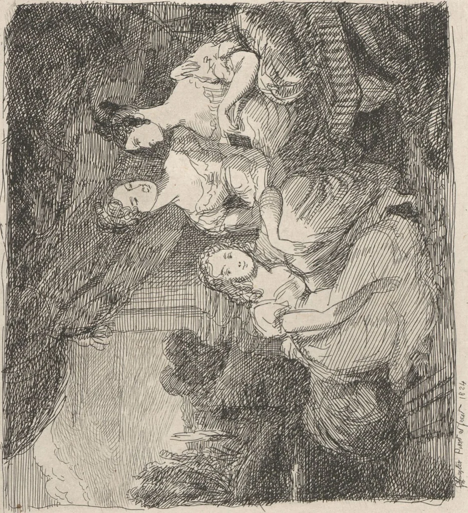 An illustration from Original etchings / by Sir George Hayter, historical and portrait painter to His Majesty the King of Belgium, and member of the Academy of Rome, Florence, Bologna, Parma and Venice : forty-six etchings, 1879, leaf 37