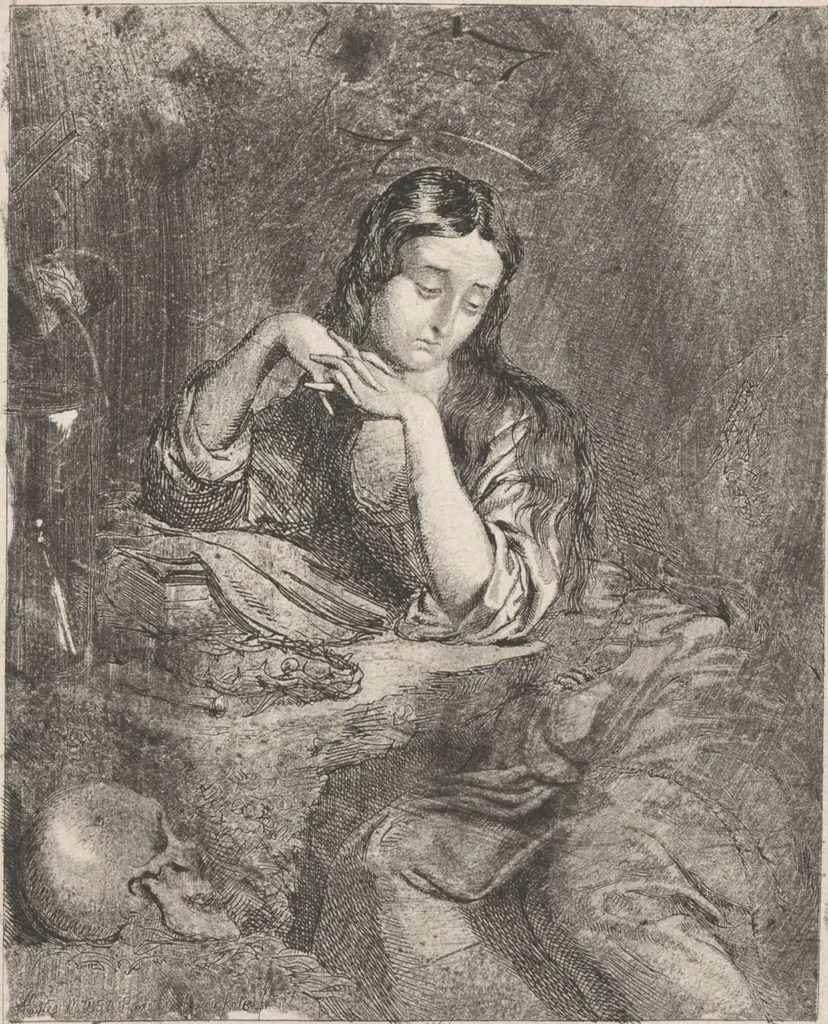 An illustration from Original etchings / by Sir George Hayter, historical and portrait painter to His Majesty the King of Belgium, and member of the Academy of Rome, Florence, Bologna, Parma and Venice : forty-six etchings, 1879, leaf 47