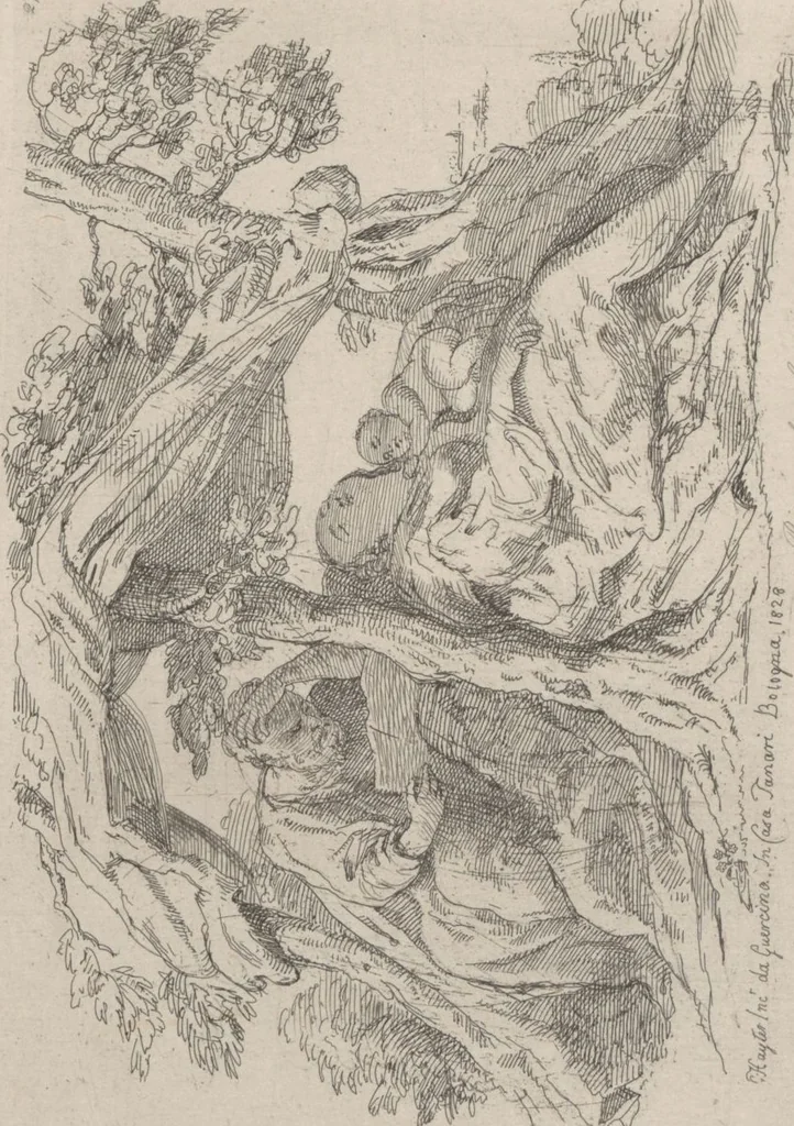 An illustration from Original etchings / by Sir George Hayter, historical and portrait painter to His Majesty the King of Belgium, and member of the Academy of Rome, Florence, Bologna, Parma and Venice : forty-six etchings, 1879, leaf 9