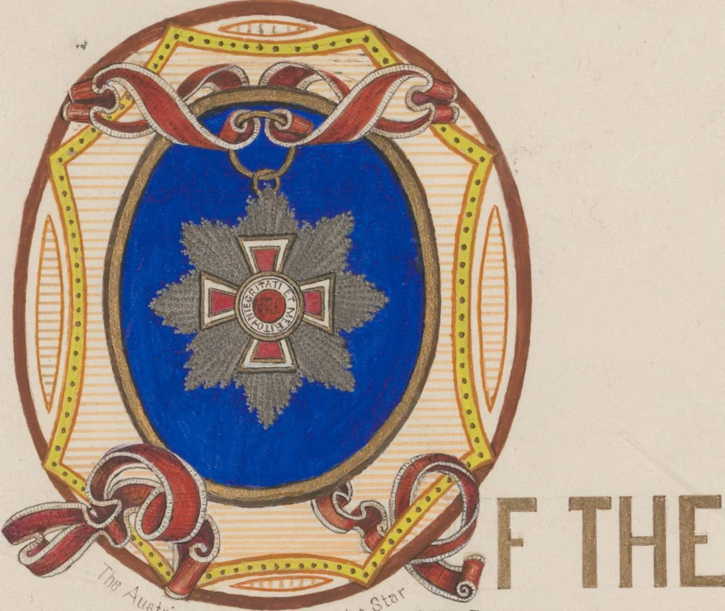 An illustration from A descriptive catalogue of a collection of royal historical porcelain, designed and painted in Europe during the eleven years beginning 1878 and ending 1889 : holograph and photographs, [189-?] / by J.S. Potter, 1878, leaf 17