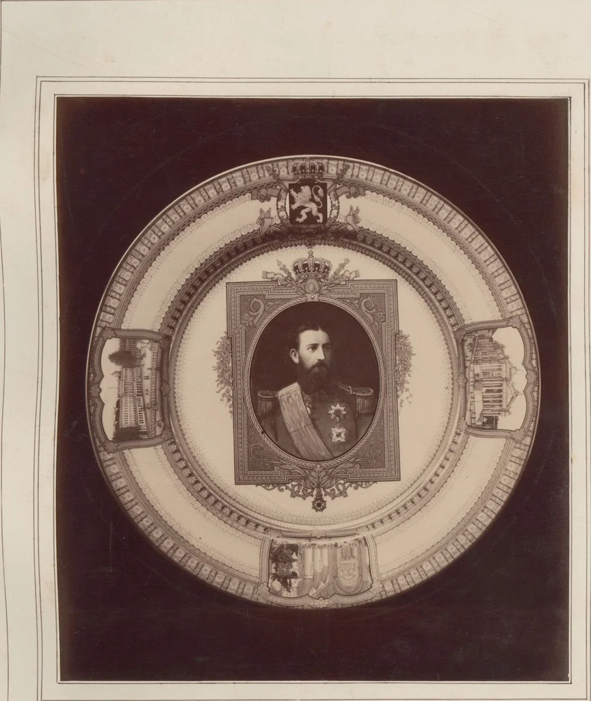 An illustration from A descriptive catalogue of a collection of royal historical porcelain, designed and painted in Europe during the eleven years beginning 1878 and ending 1889 : holograph and photographs, [189-?] / by J.S. Potter, 1878, leaf 34