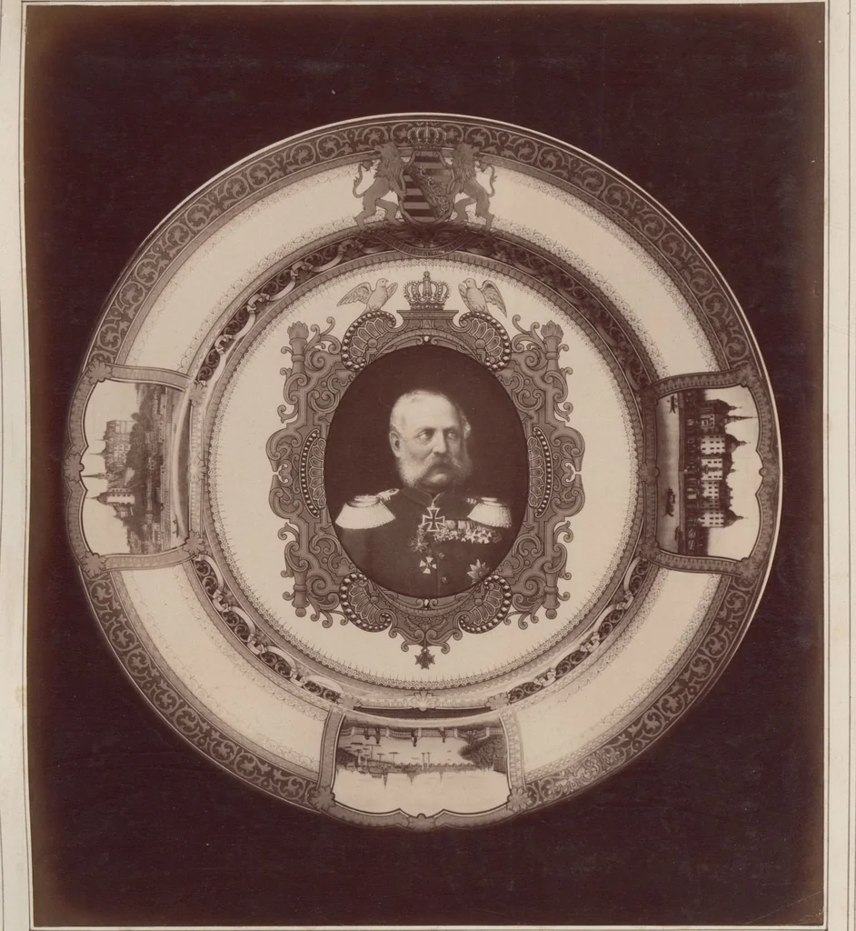 An illustration from A descriptive catalogue of a collection of royal historical porcelain, designed and painted in Europe during the eleven years beginning 1878 and ending 1889 : holograph and photographs, [189-?] / by J.S. Potter, 1878, leaf 40