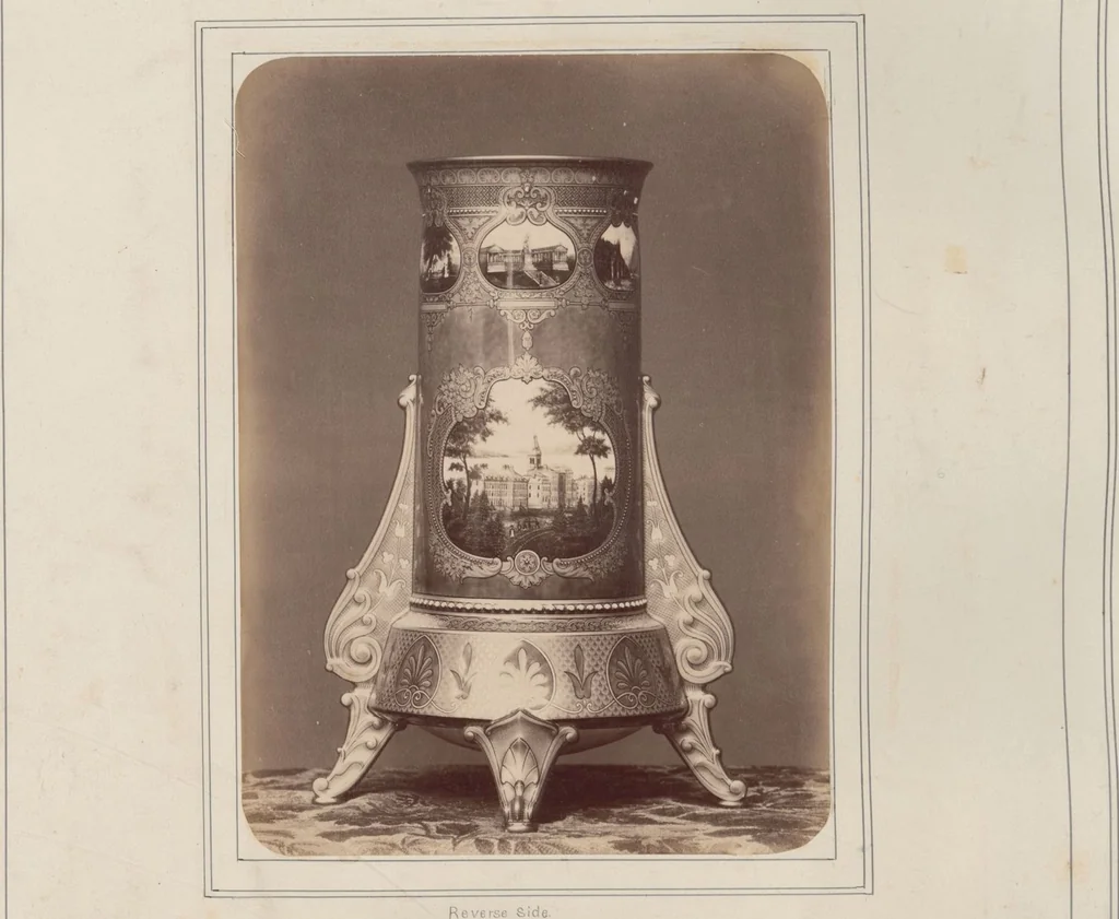 An illustration from A descriptive catalogue of a collection of royal historical porcelain, designed and painted in Europe during the eleven years beginning 1878 and ending 1889 : holograph and photographs, [189-?] / by J.S. Potter, 1878, leaf 53