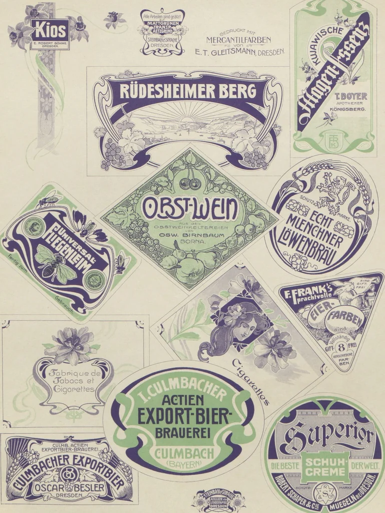 An illustration from Der Moderne Merkantil-Lithograph : eine Sammlung merkantiler Arbeiten / hrsg. von Steinbach & Strache, 1901, leaf 14