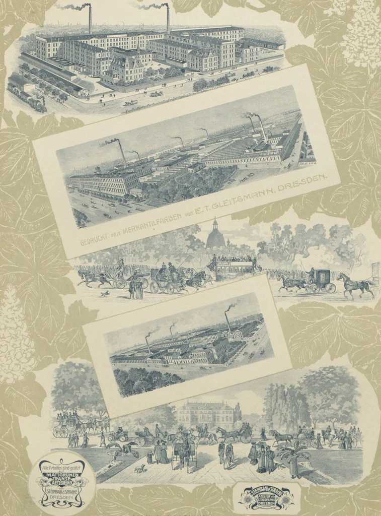 An illustration from Der Moderne Merkantil-Lithograph : eine Sammlung merkantiler Arbeiten / hrsg. von Steinbach & Strache, 1901, leaf 16