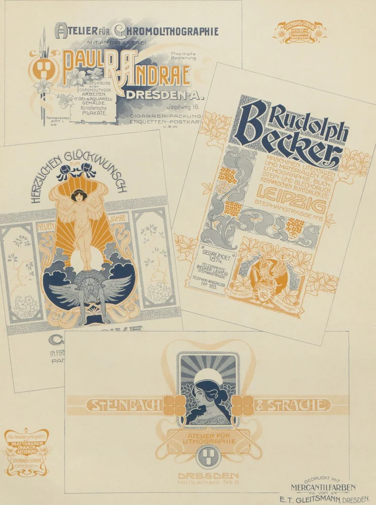 An illustration from Der Moderne Merkantil-Lithograph : eine Sammlung merkantiler Arbeiten / hrsg. von Steinbach & Strache, 1901, leaf 20