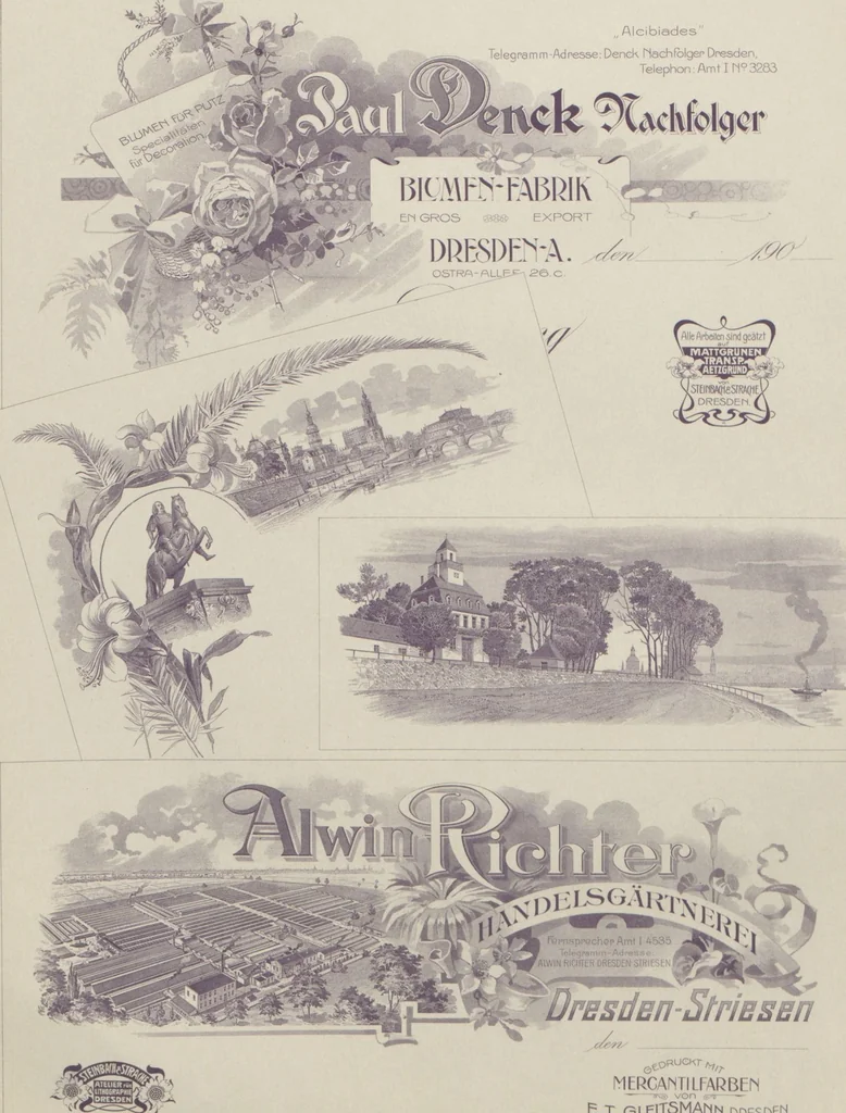 An illustration from Der Moderne Merkantil-Lithograph : eine Sammlung merkantiler Arbeiten / hrsg. von Steinbach & Strache, 1901, leaf 7