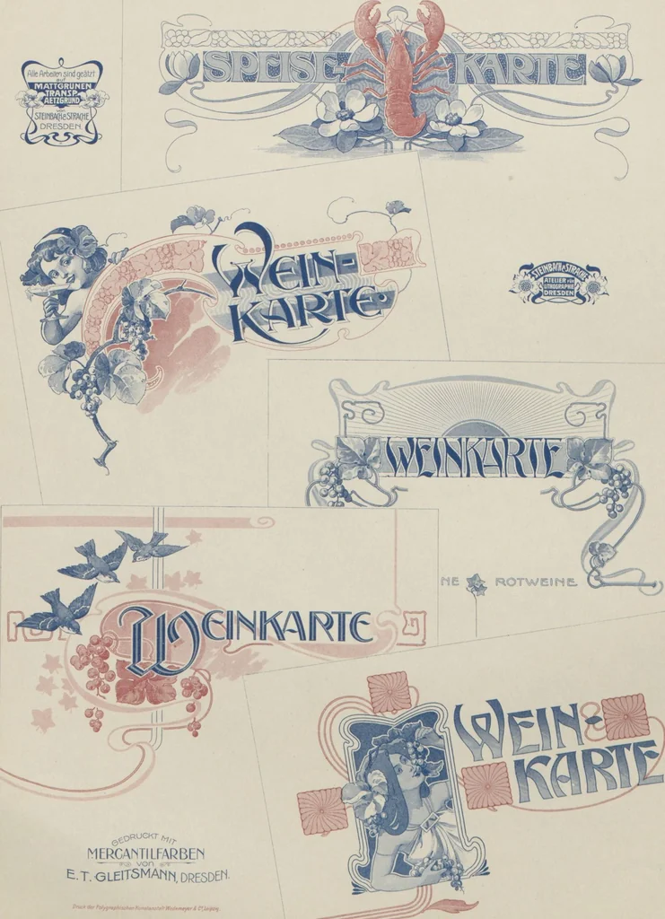 An illustration from Der Moderne Merkantil-Lithograph : eine Sammlung merkantiler Arbeiten / hrsg. von Steinbach & Strache, 1901, leaf 8