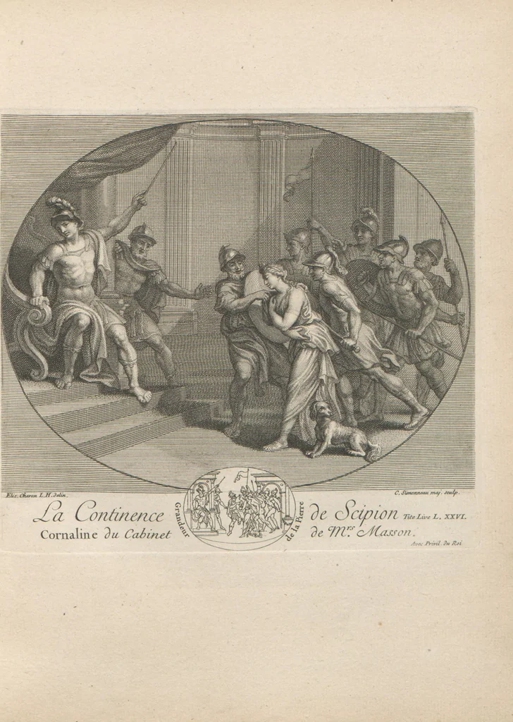 An illustration from [A collection of 48 engravings from ancient gems, etc. / drawn and engraved by E.S.C., Ursule de la Croix, and others, 1709, leaf 18