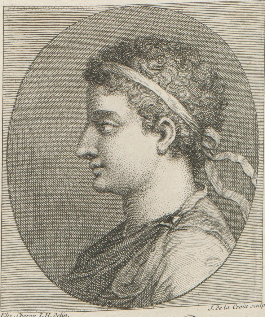 An illustration from [A collection of 48 engravings from ancient gems, etc. / drawn and engraved by E.S.C., Ursule de la Croix, and others, 1709, leaf 34
