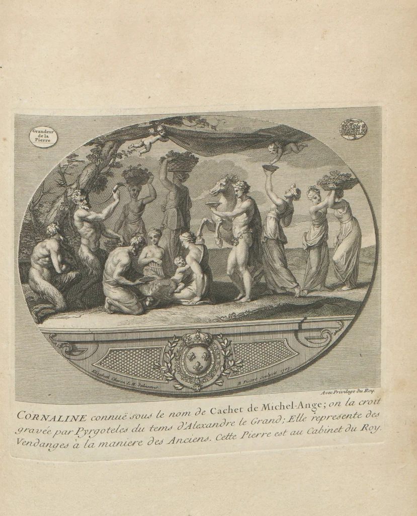 An illustration from [A collection of 48 engravings from ancient gems, etc. / drawn and engraved by E.S.C., Ursule de la Croix, and others, 1709, leaf 6