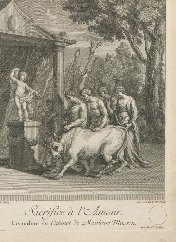 An illustration from [A collection of 48 engravings from ancient gems, etc. / drawn and engraved by E.S.C., Ursule de la Croix, and others, 1709, leaf 9