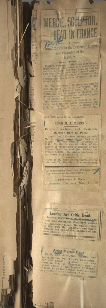 An illustration from Artist Obituary Scrapbooks: Volume [2] (1915-29), 1915, leaf 15