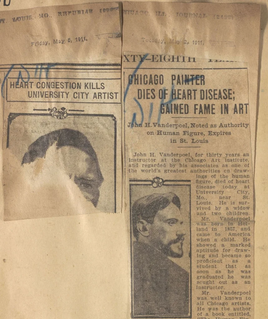 An illustration from Artist Obituary Scrapbooks: Volume [1] (1906-15), 1906, leaf 52