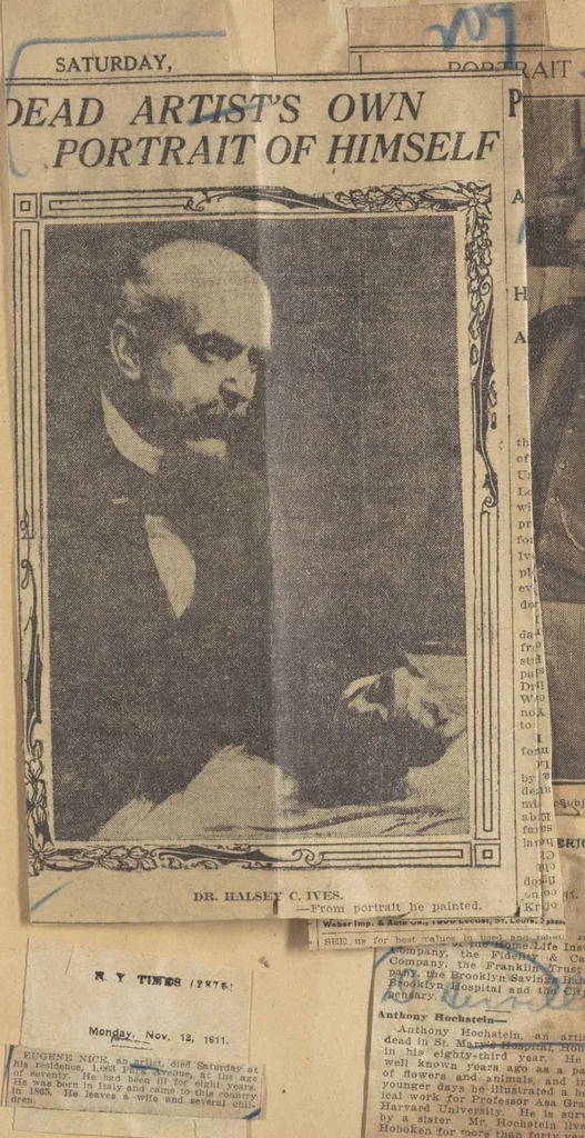 An illustration from Artist Obituary Scrapbooks: Volume [1] (1906-15), 1906, leaf 52