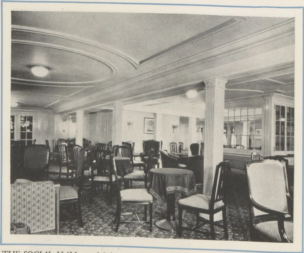 An illustration from 2nd cabin to Europe : S.S. Leviathan, S.S. George Washington, 1922, leaf 6