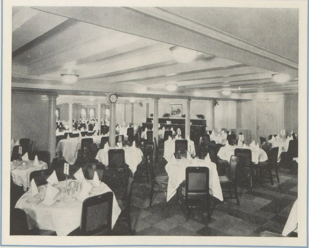 An illustration from 2nd cabin to Europe : S.S. Leviathan, S.S. George Washington, 1922, leaf 7