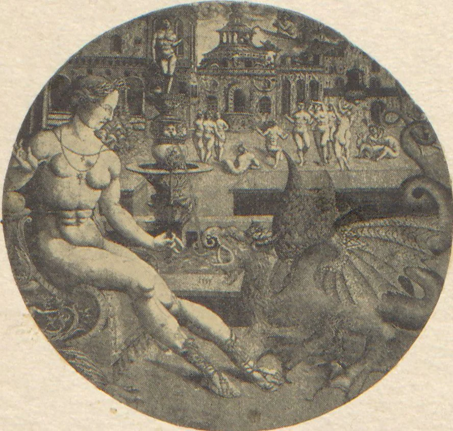 An illustration from Catalogue of an exhibition of early engravings / with an introduction by David Keppel, 1920, leaf 1