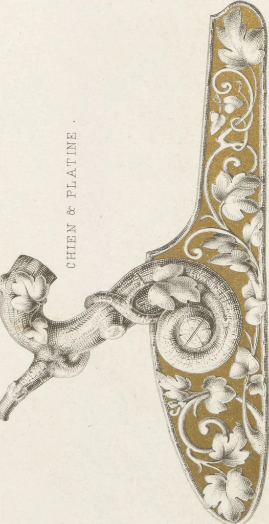 An illustration from Recueil d'ornements et de sujets pour être appliqués à l'ornementation des armes d'après les dessins des principaux artistes / gravé et publié par Charles Claesen, 1800, leaf 25