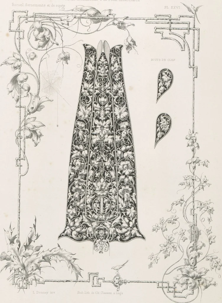 An illustration from Recueil d'ornements et de sujets pour être appliqués à l'ornementation des armes d'après les dessins des principaux artistes / gravé et publié par Charles Claesen, 1800, leaf 28
