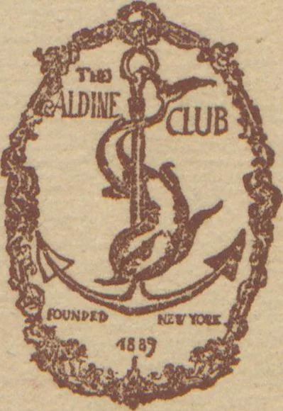 An illustration from Catalogue of an exhibition of oil and water-color paintings loaned by New-York artists : also of modern cloth and leather book-covers and original designs therefor, at the Aldine Club, from the twenty-fifth to the thirty-first of March, inclusive / The Committee on Literature and Art, 1892, leaf 1