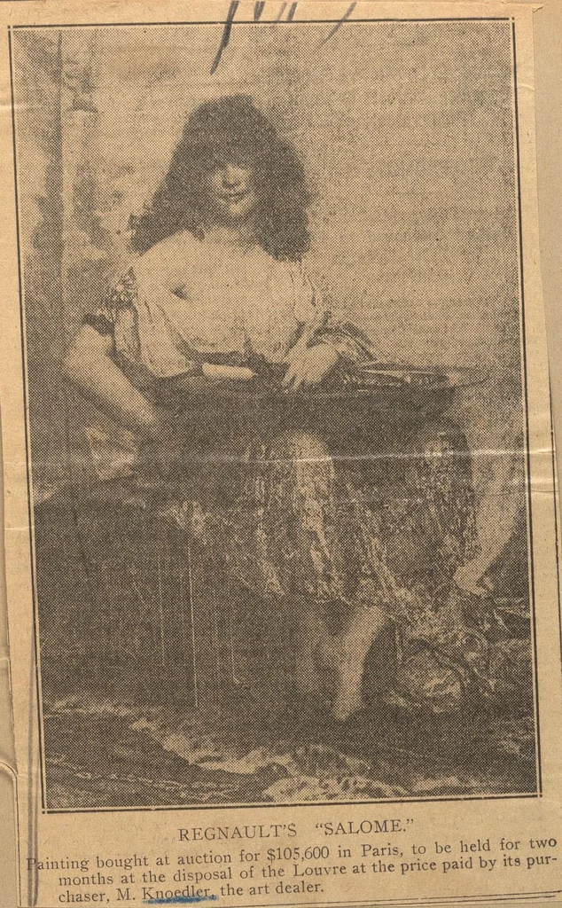 An illustration from [The Salome of Henri Regnault, a scrap book of clippings relating to its purchase by M. Knoedler & Co. at the sale of the Marquise Landolfo Carcano, May 30, 1912] : Volume 1, 1912, leaf 176
