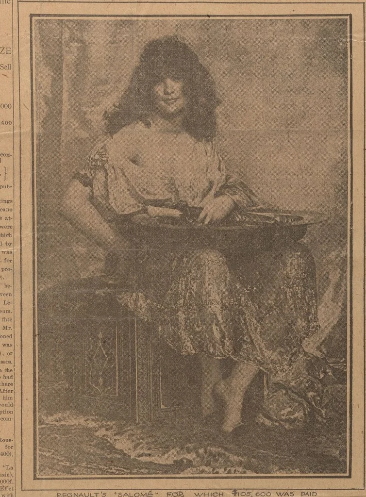 An illustration from [The Salome of Henri Regnault, a scrap book of clippings relating to its purchase by M. Knoedler & Co. at the sale of the Marquise Landolfo Carcano, May 30, 1912] : Volume 1, 1912, leaf 185