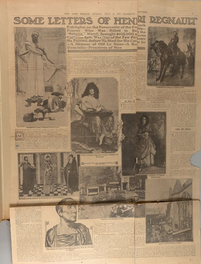 An illustration from [The Salome of Henri Regnault, a scrap book of clippings relating to its purchase by M. Knoedler & Co. at the sale of the Marquise Landolfo Carcano, May 30, 1912] : Volume 1, 1912, leaf 193
