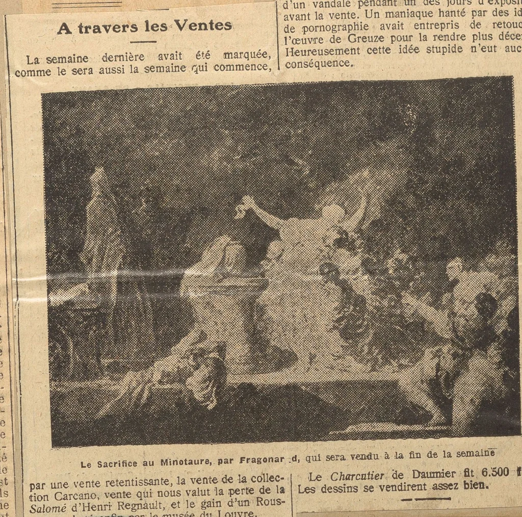 An illustration from [The Salome of Henri Regnault, a scrap book of clippings relating to its purchase by M. Knoedler & Co. at the sale of the Marquise Landolfo Carcano, May 30, 1912] : Volume 1, 1912, leaf 69
