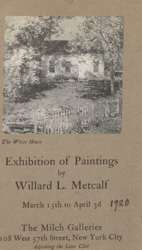 An illustration from Exhibition of paintings by Willard L. Metcalf : March 15th to April 3rd, 1920, leaf 1